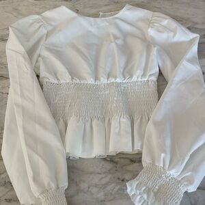 White Smocked Women's Top